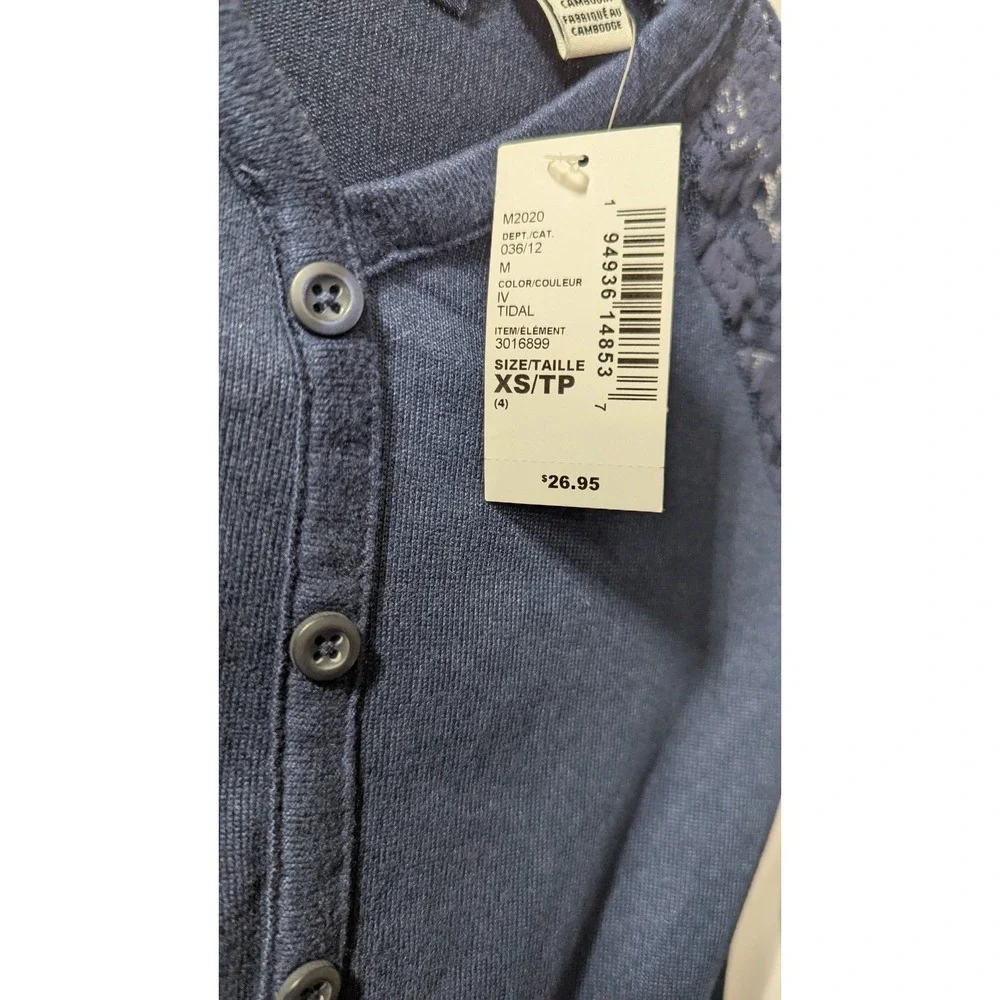 Girls (4), Children's Place Blue Long Sleeve Blouse With Lace Sleeve Accents New